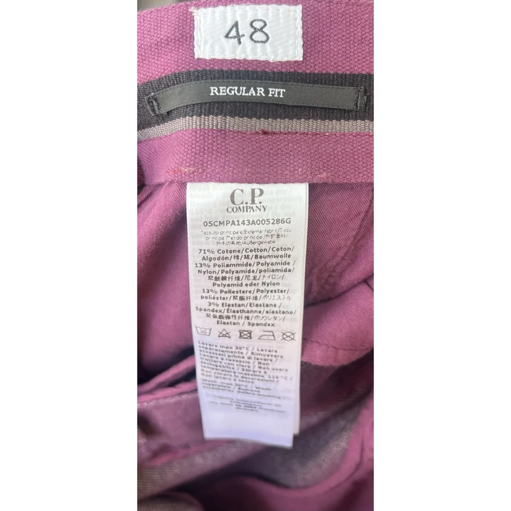 NWT C.P. Company Purple Regular Fit Cotton Pants Men’s IT 48 US 32 Tech Gorpcore